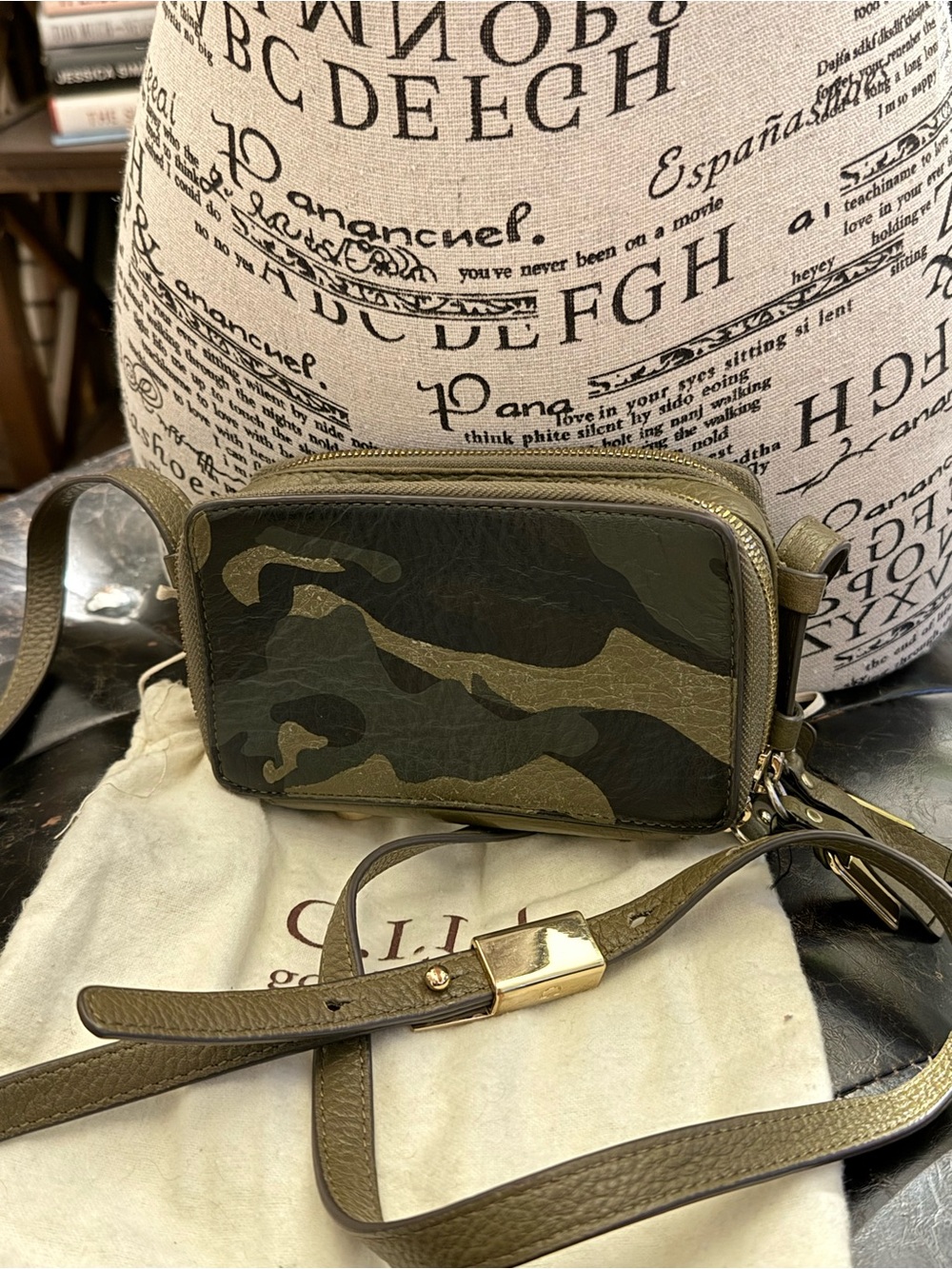 G.I.L.I. Genuine Leather Olive Green Camo Crossbody